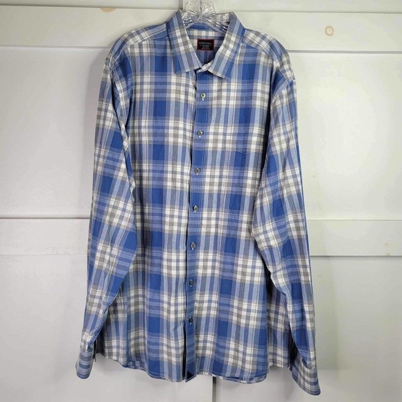 UNTUCKit LS Button Up Shirt Blue Plaid Cotton Mens Big Tall XXL Tall Fiano - Picture 7 of 11